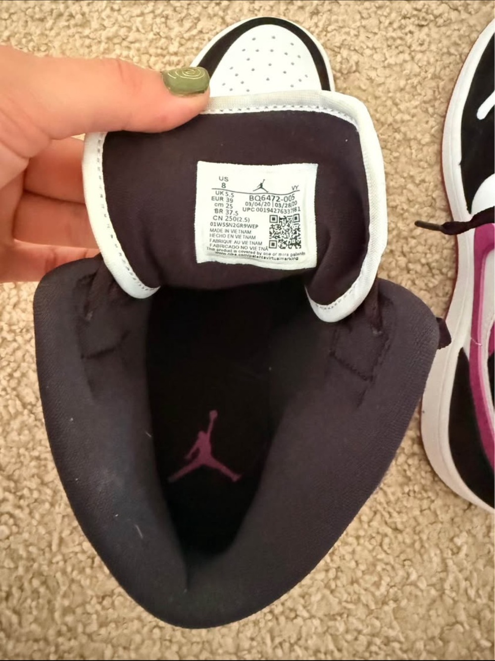 Jordan Mid Top Sneakers - White, Black & Pink - Picture 4 of 6